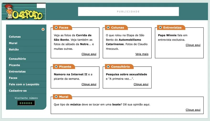O Leopoldo - portal jovem de Jaraguá do Sul, reconstituição fiel do layout original de 2000